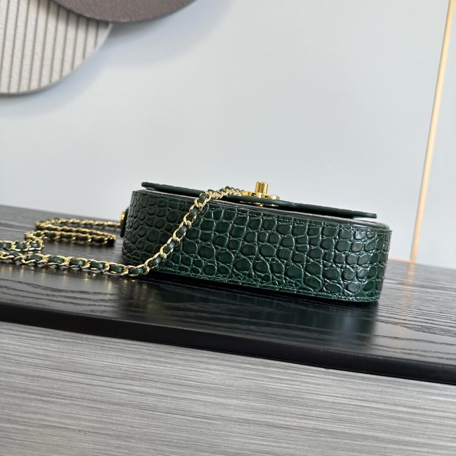 Chanel 26A Crocodile-Embossed Flap Bag with Top Handle