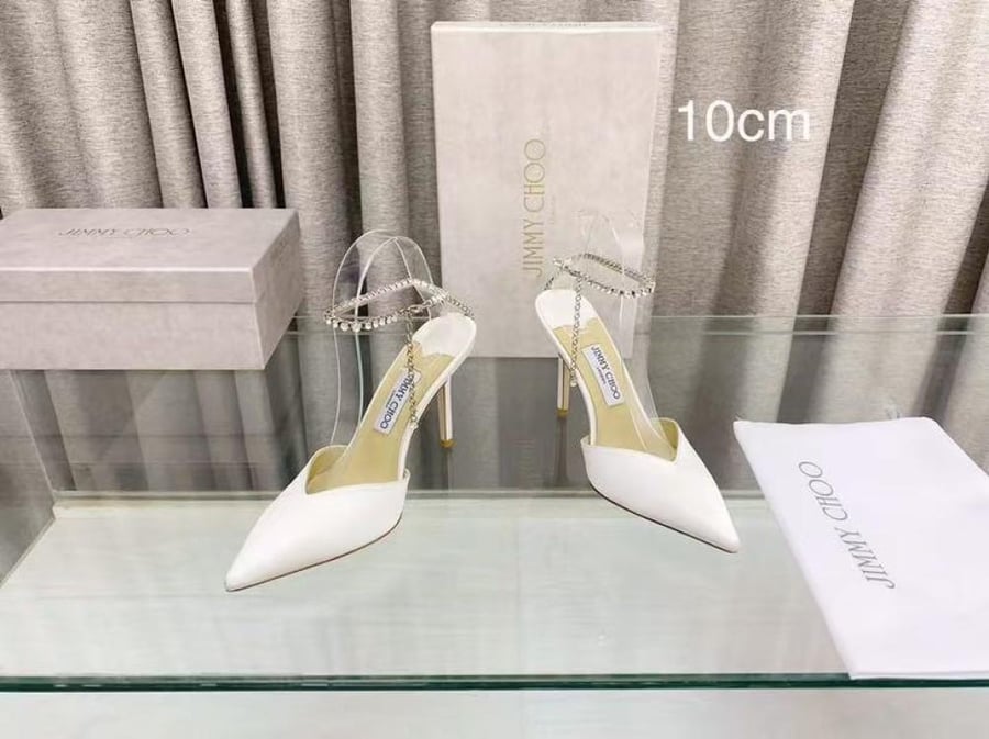 Jimmy Choo Saeda Crystal Ankle Strap Pumps