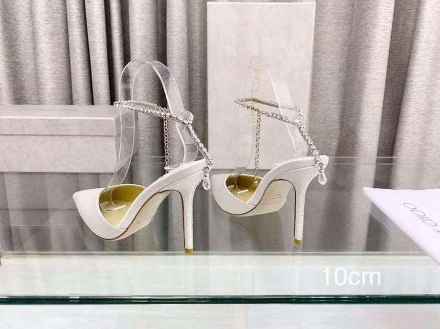 Jimmy Choo Saeda Crystal Ankle Strap Pumps