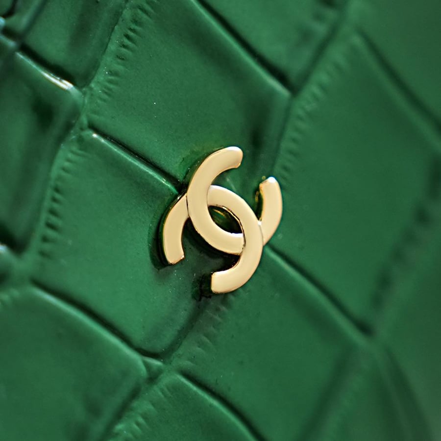 Chanel 26A Croc-Pattern Bucket / Mini Bowling Bag