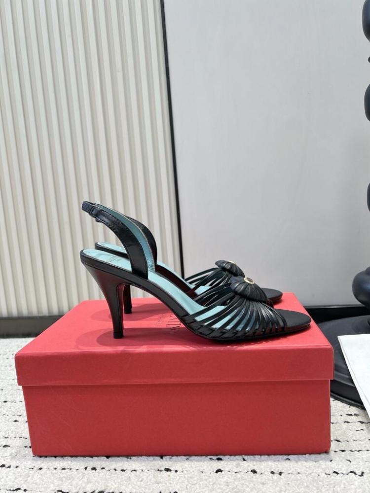 Valentino Garavani Leather Heart VLogo Slingback Sandals