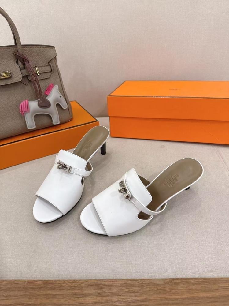 Hermès Go Mule / Kelly Hardware Slipper in Etoupe/Grey