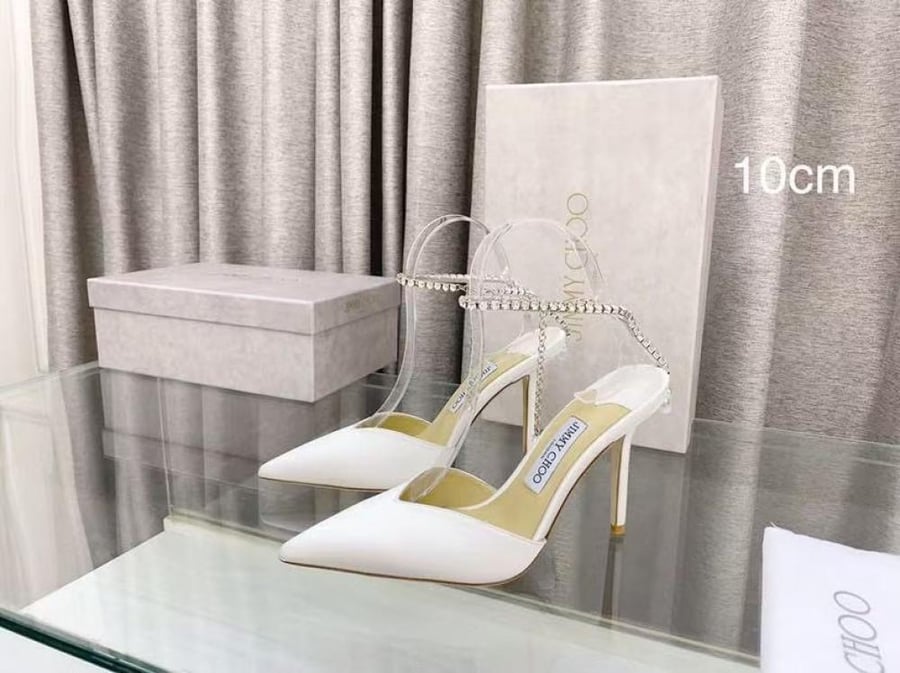 Jimmy Choo Saeda Crystal Ankle Strap Pumps