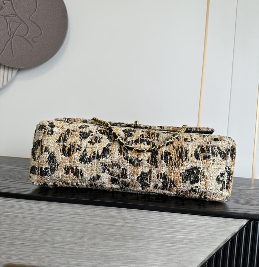 Chanel 26A Leopard Tweed CF Maxi Bag - Large