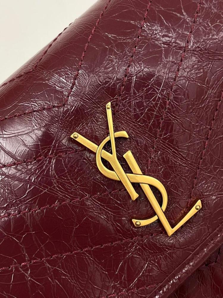 Saint Laurent Niki Medium Chain Bag in Black Crinkled Vintage Leather with Gold Hardware
