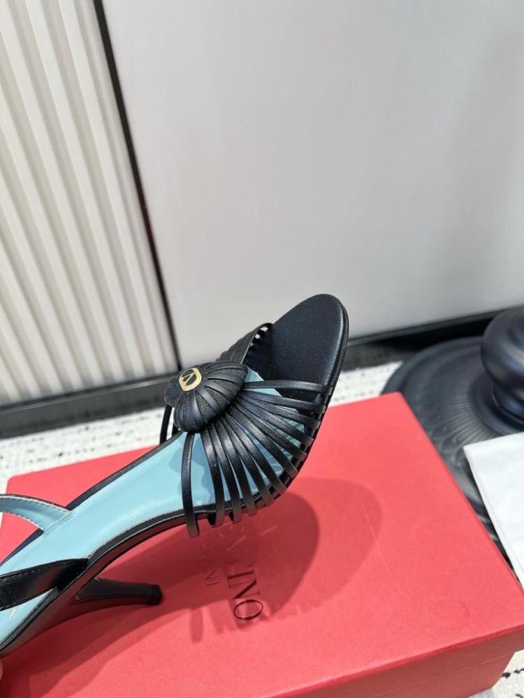 Valentino Garavani Leather Heart VLogo Slingback Sandals