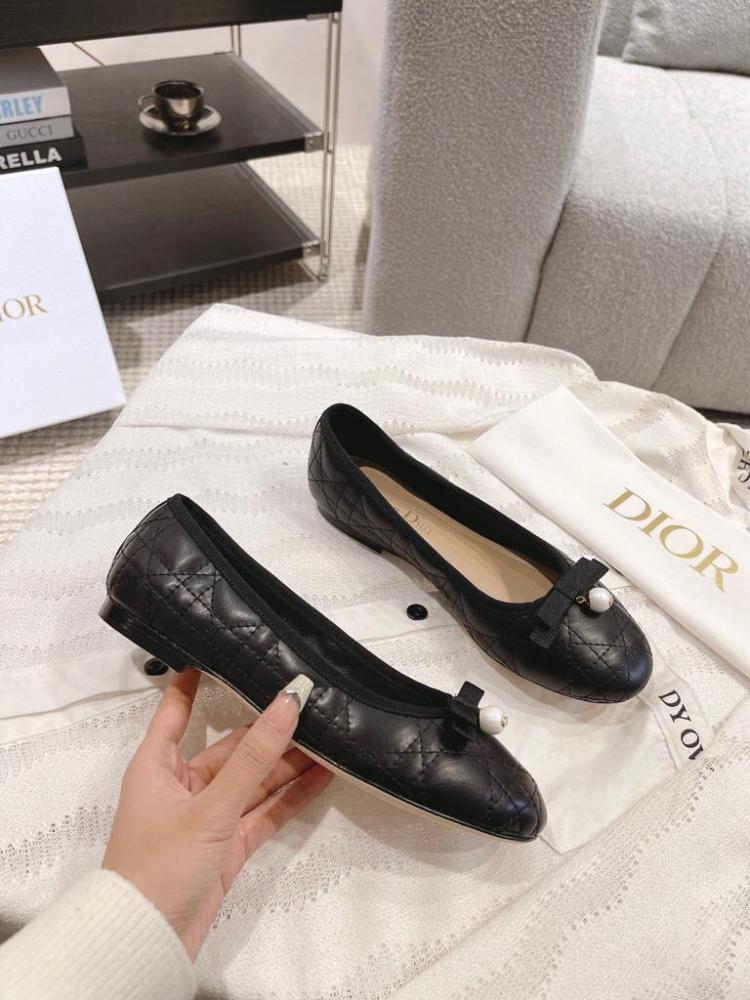 Dior Cannage Pearl Ballet Flats