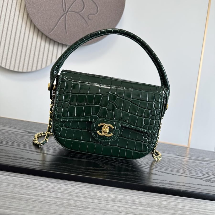 Chanel 26A Crocodile-Embossed Flap Bag with Top Handle