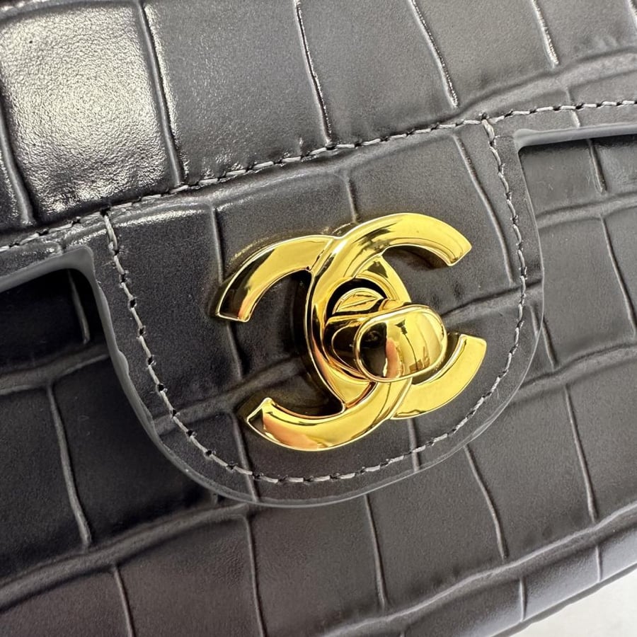 Chanel 26A Crocodile-Embossed Flap Bag with Top Handle
