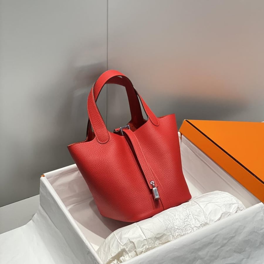 شنطة هيرميس بيكوتين مقاس 18 - Rouge Tomate