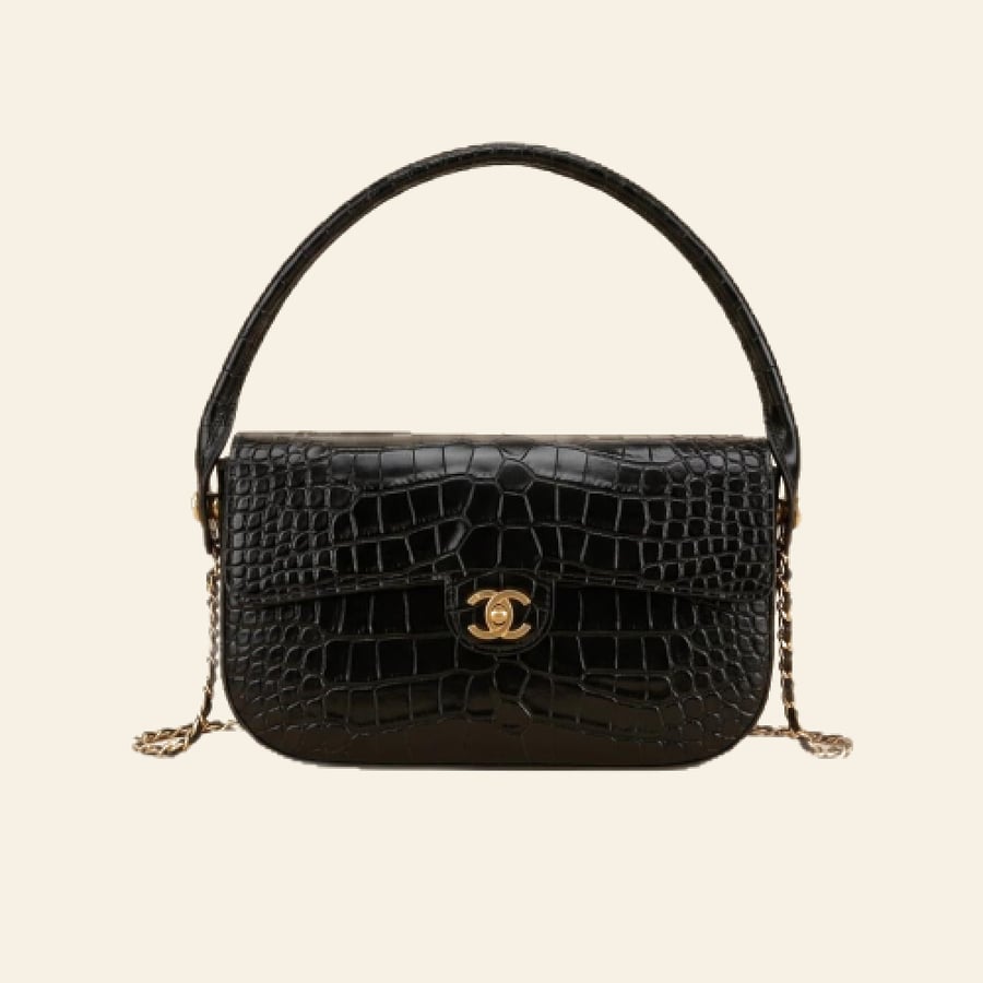Chanel 26A Crocodile-Embossed Flap Bag with Top Handle