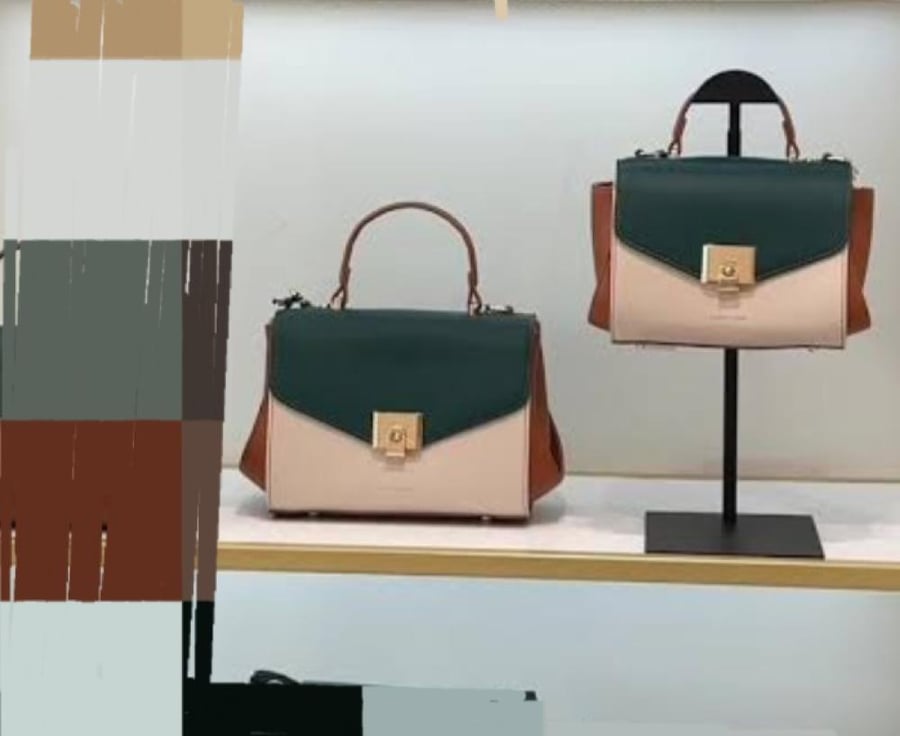Babyon hand bag green, beige, and brown