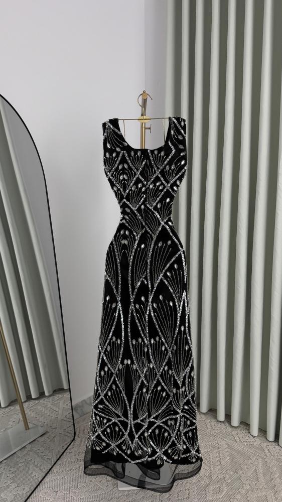 Black embroidered dress