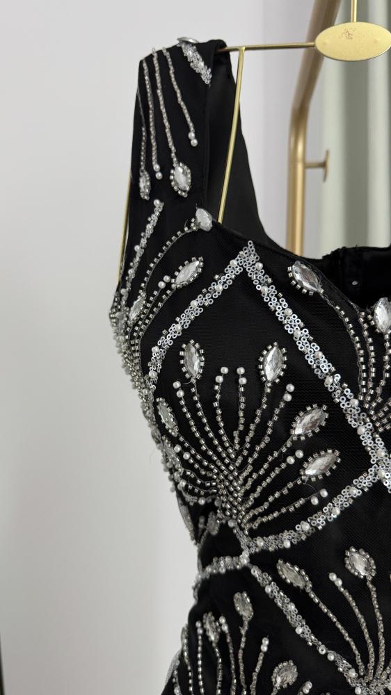 Black embroidered dress