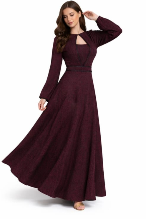 A dress that combines classic luxury and modest design