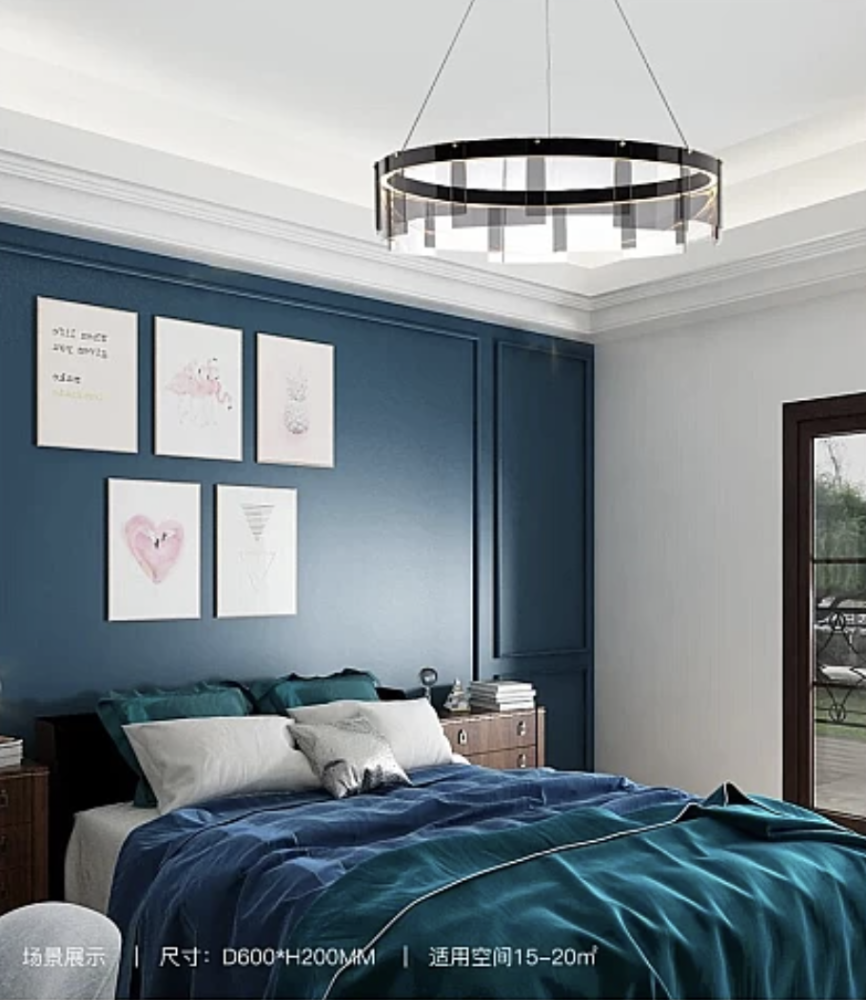 Modern black chandelier with 3 lights, 36 watts, diameter 600 mm