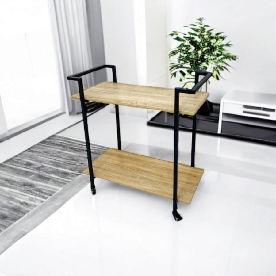 Wooden beige serving cart