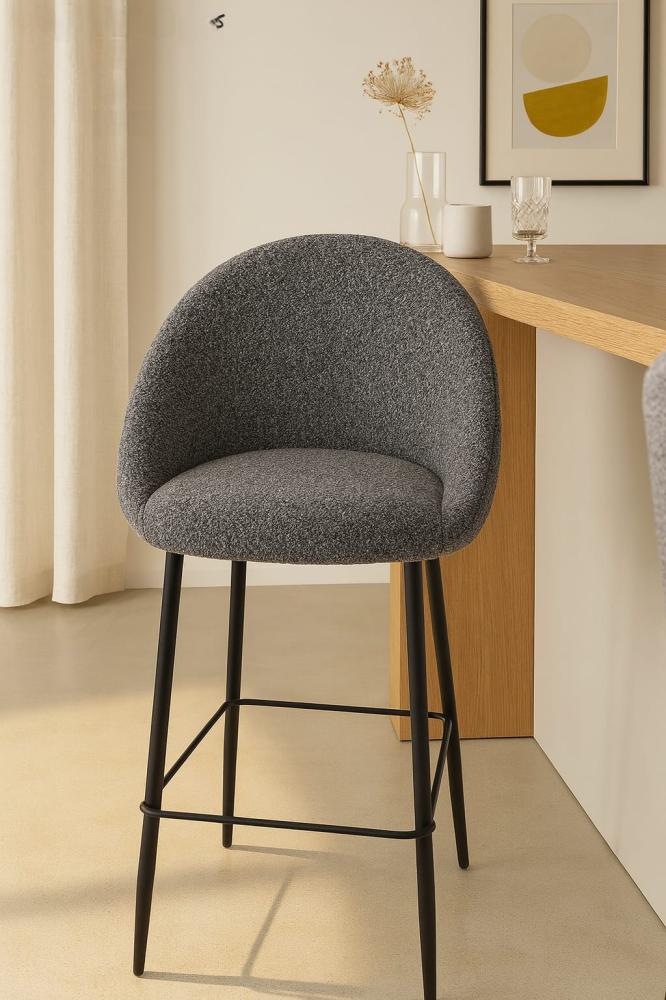 Dark gray bar stool with upholstery