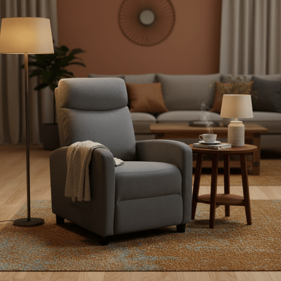 كرسي استرخاء ثابت رصاصي بتصميم انيق