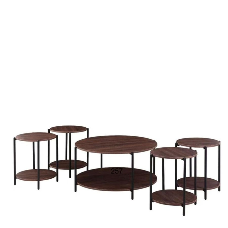 Two-story wooden tea table set, 5 pieces