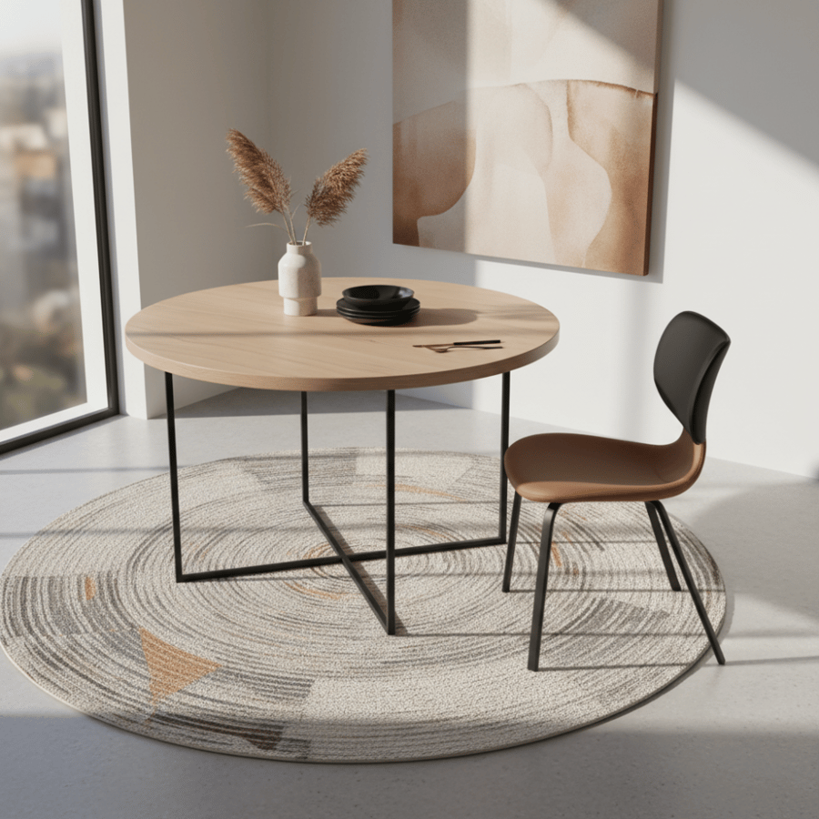 Single black and brown leather chair with a sleek design