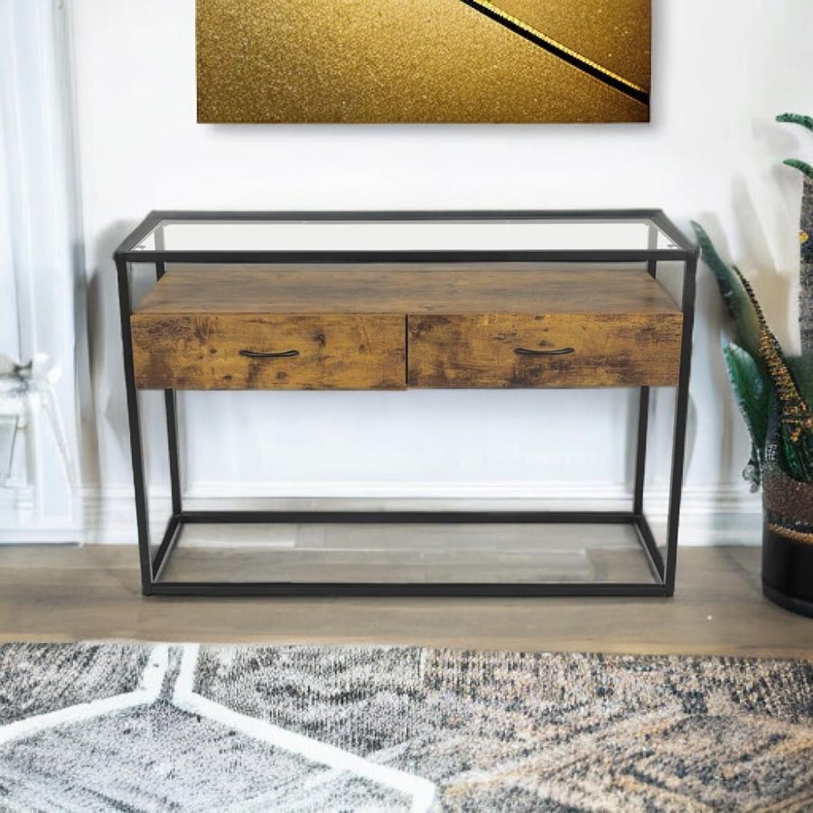 Wooden reception entrance with glass 80x120x40 cm