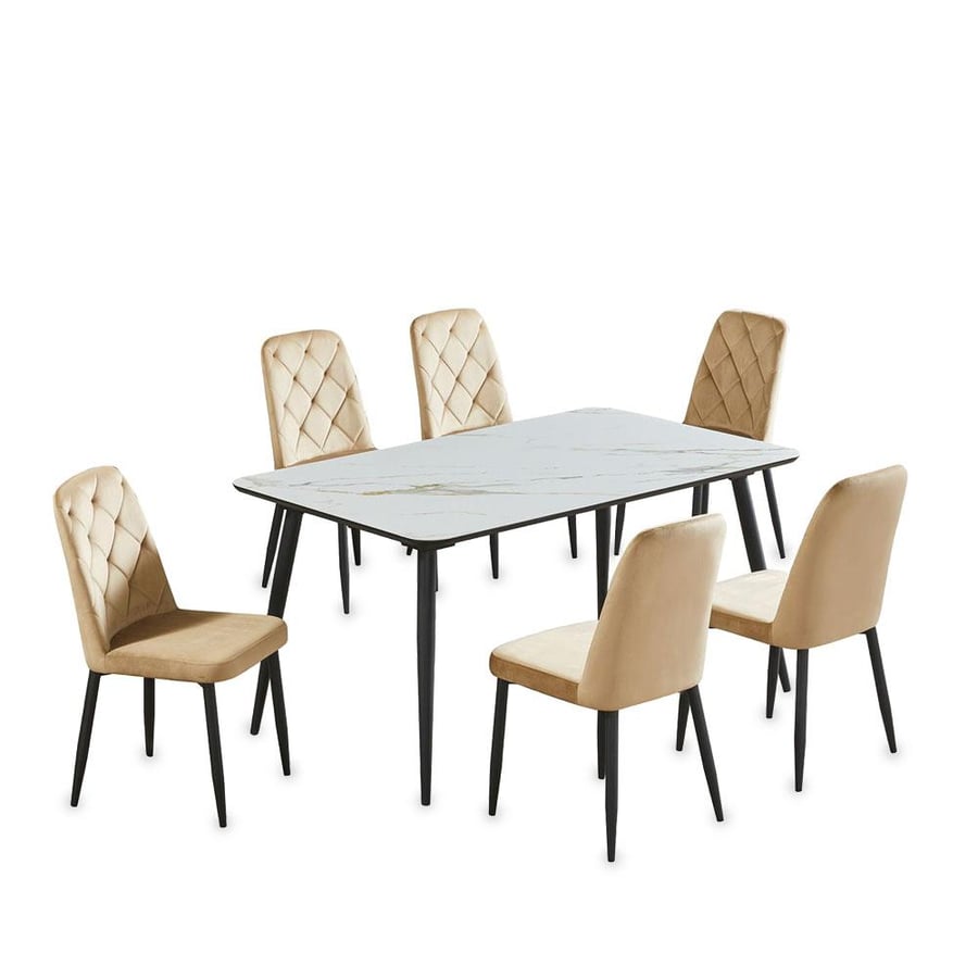 Ceramic dining table 6 chairs