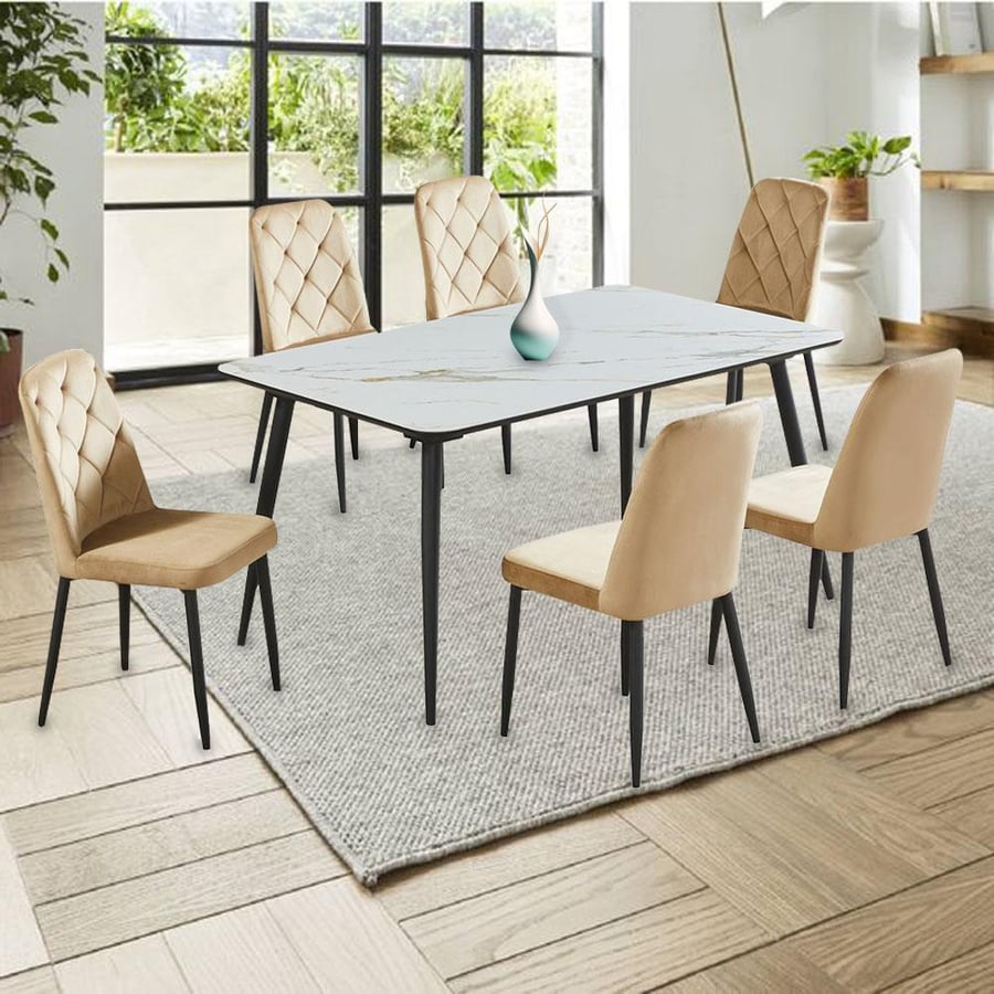 Ceramic dining table 6 chairs
