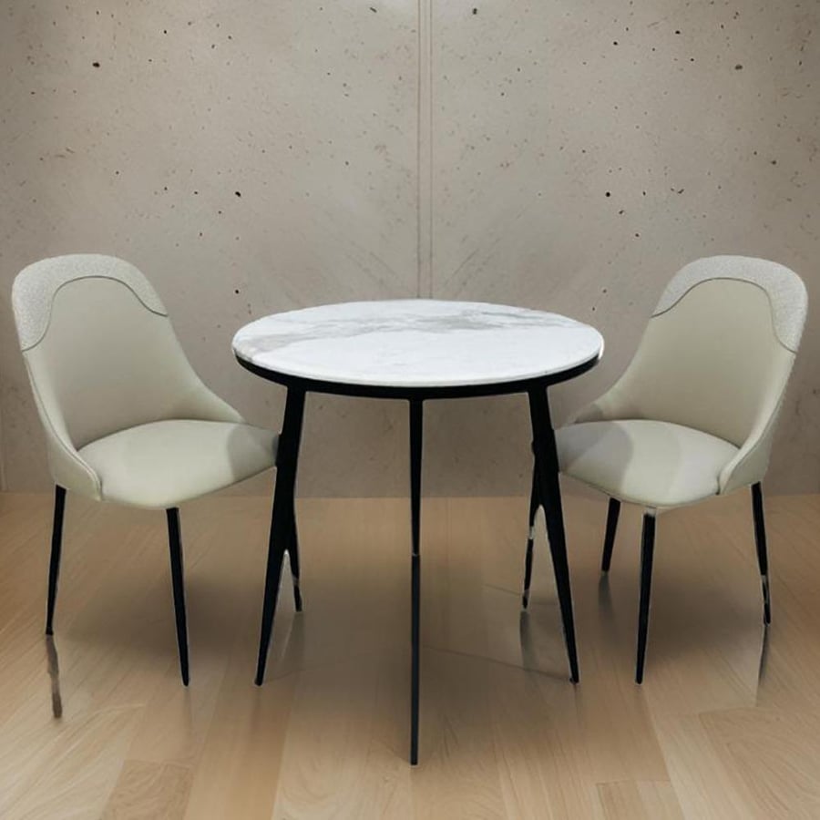 Marble dining table with 2 chairs size 75*80 cm