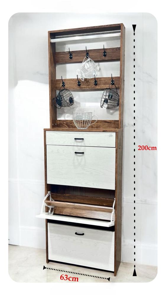 Wooden brown shoe cabinet size 200*63 cm