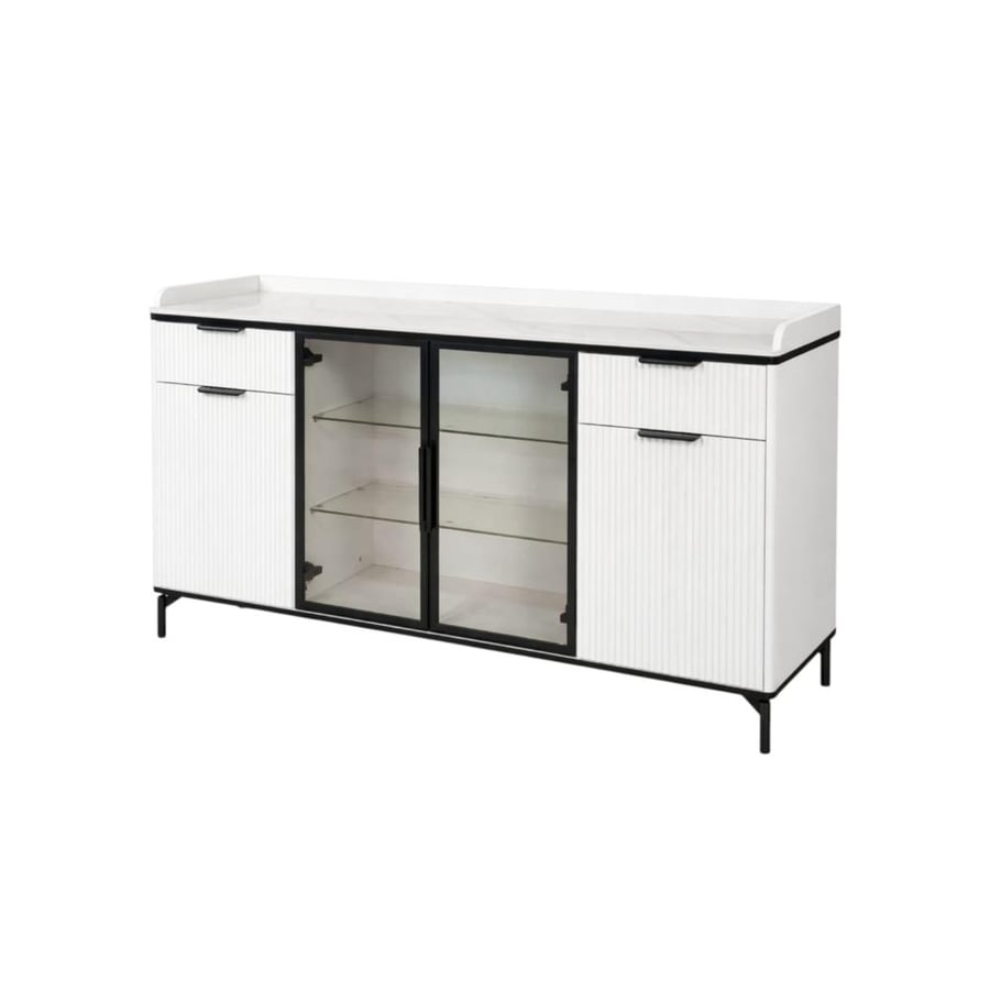 White and black buffet cabinet with an elegant design