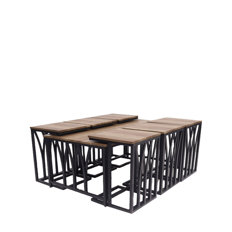 Set of 7 wooden tea tables