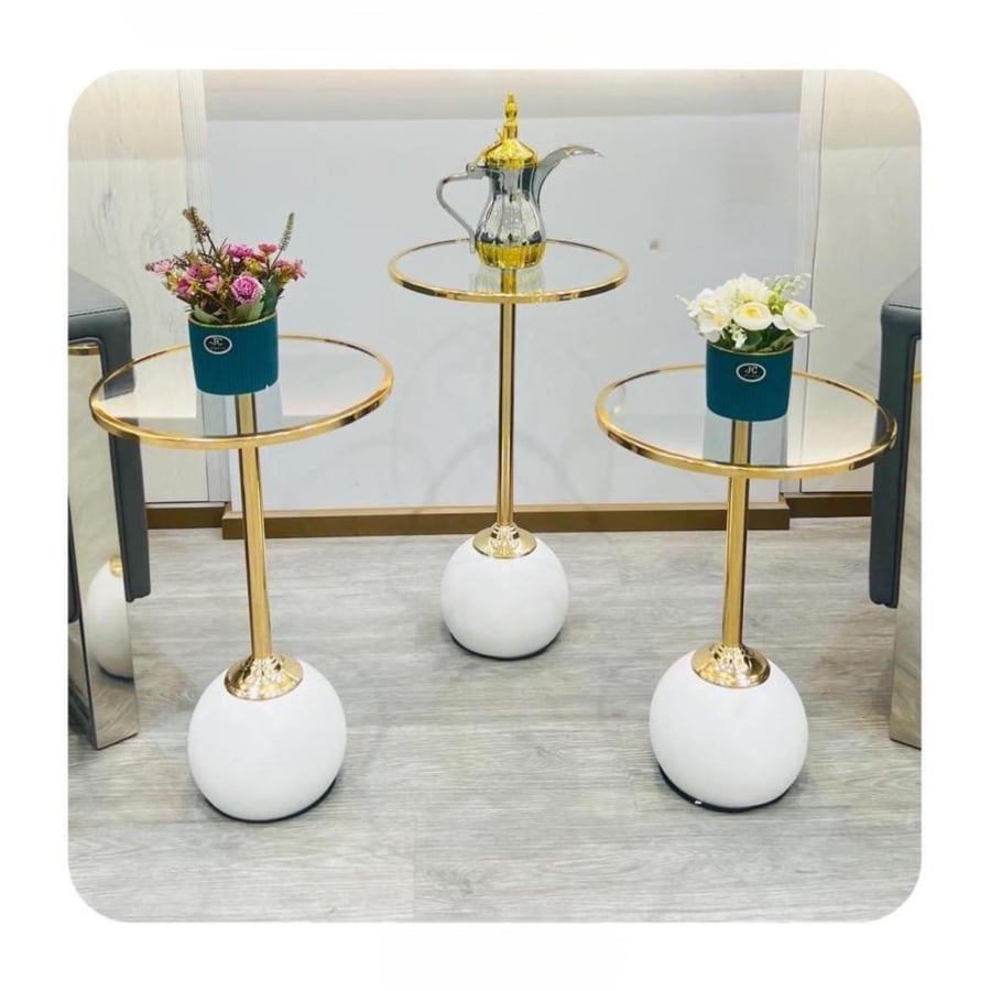 طقم طاولات خدمة زجاج 3 قطع