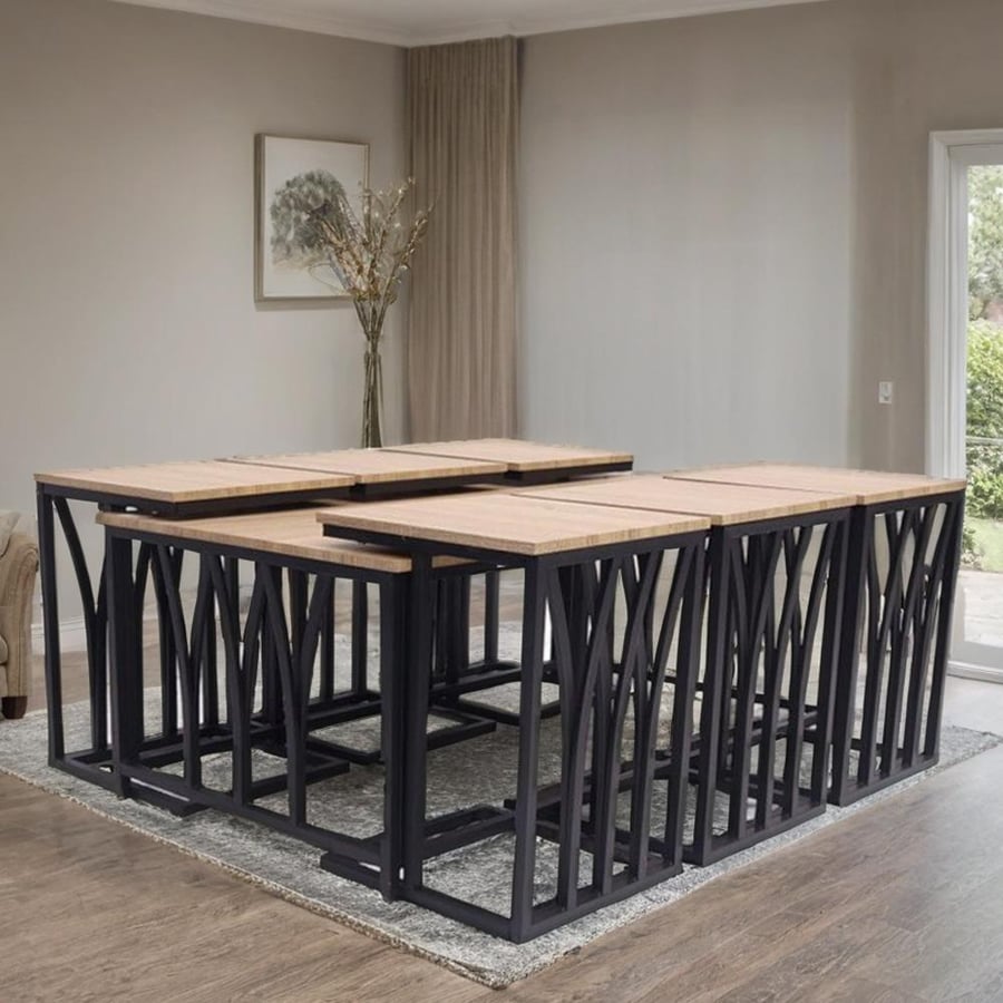 Set of 7 wooden tea tables