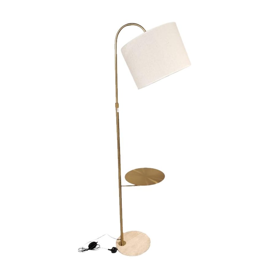 Golden floor lamp with travertine base