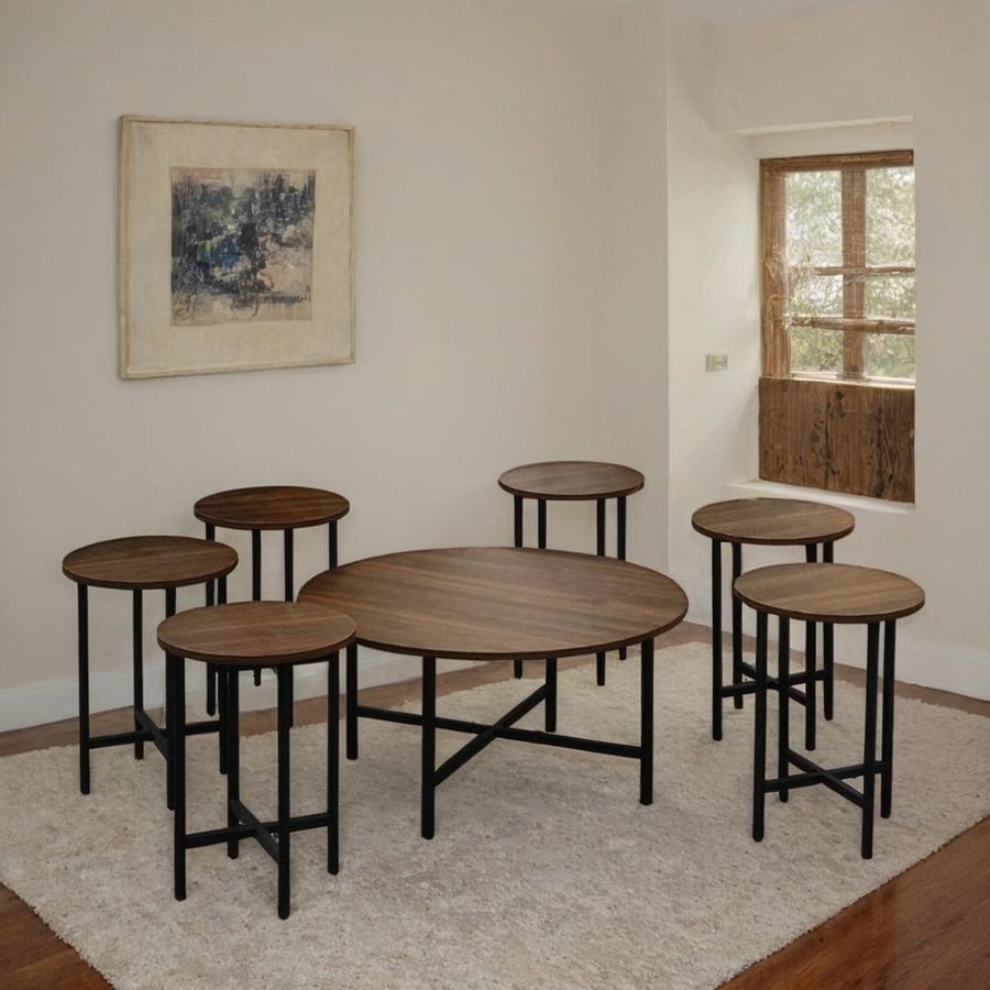 Set of 7 wooden tea tables
