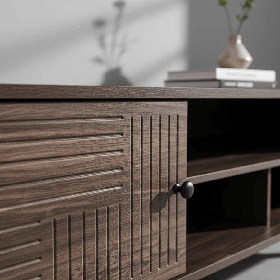 طاولة بلازما بني حديثة وتصميم عصري