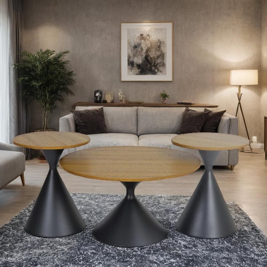 Set of 3 wooden tea tables
