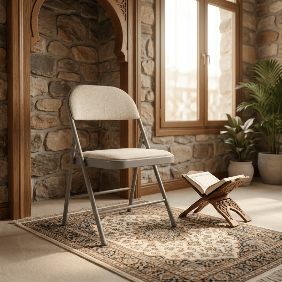Iron chair fabric foldable light color