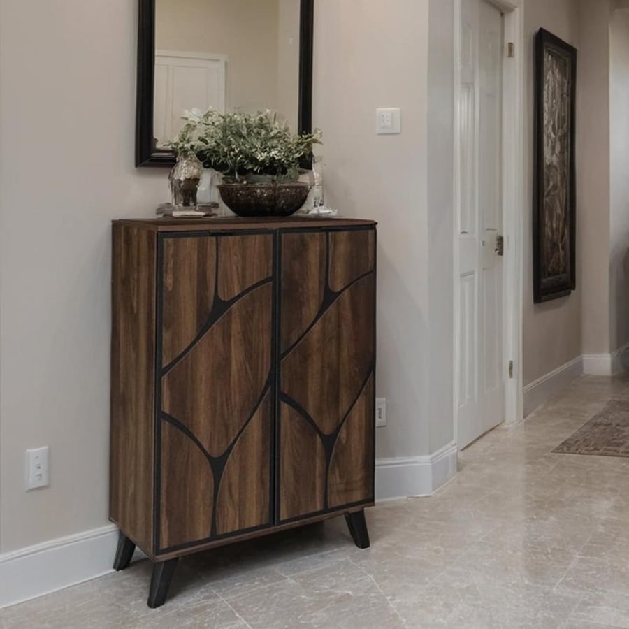 Wooden multi-purpose shoe cabinet, 2 doors, size 80*40*110 cm