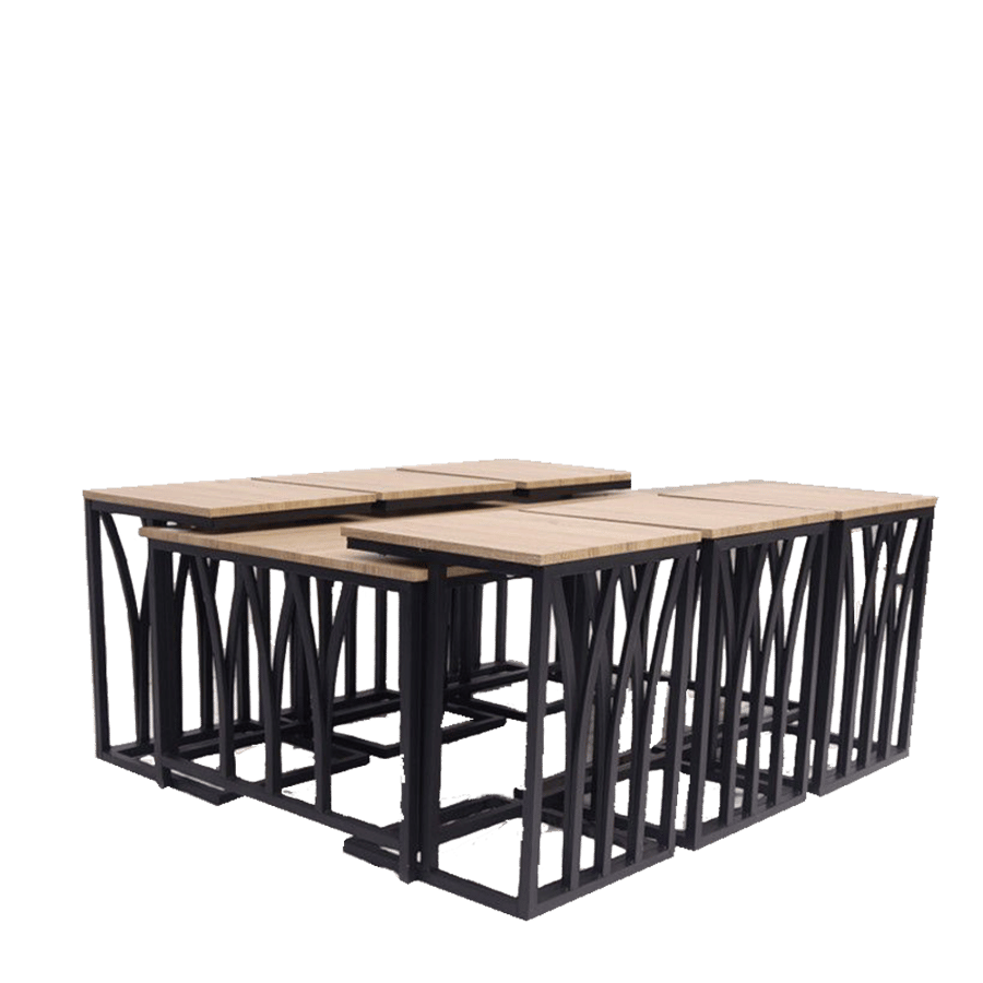 Set of 7 wooden tea tables