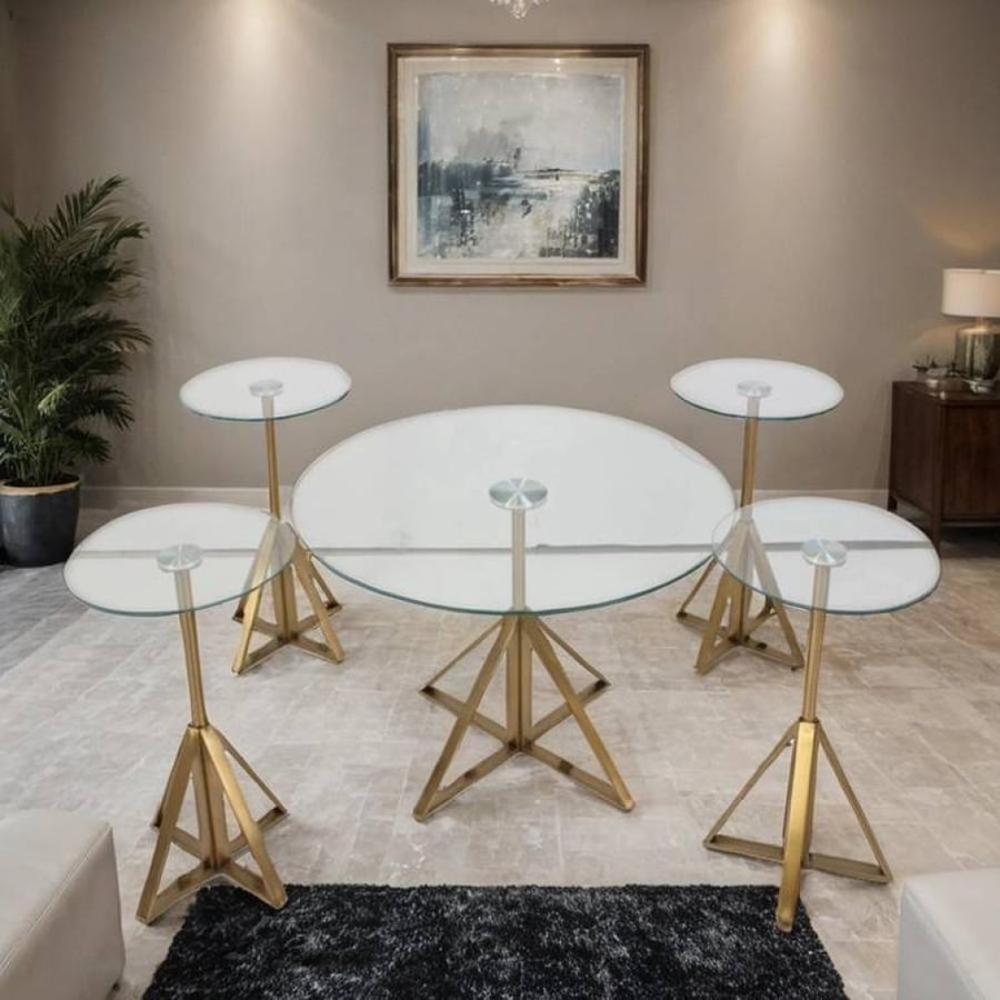 طقم طاولات شاي زجاج 5قطع