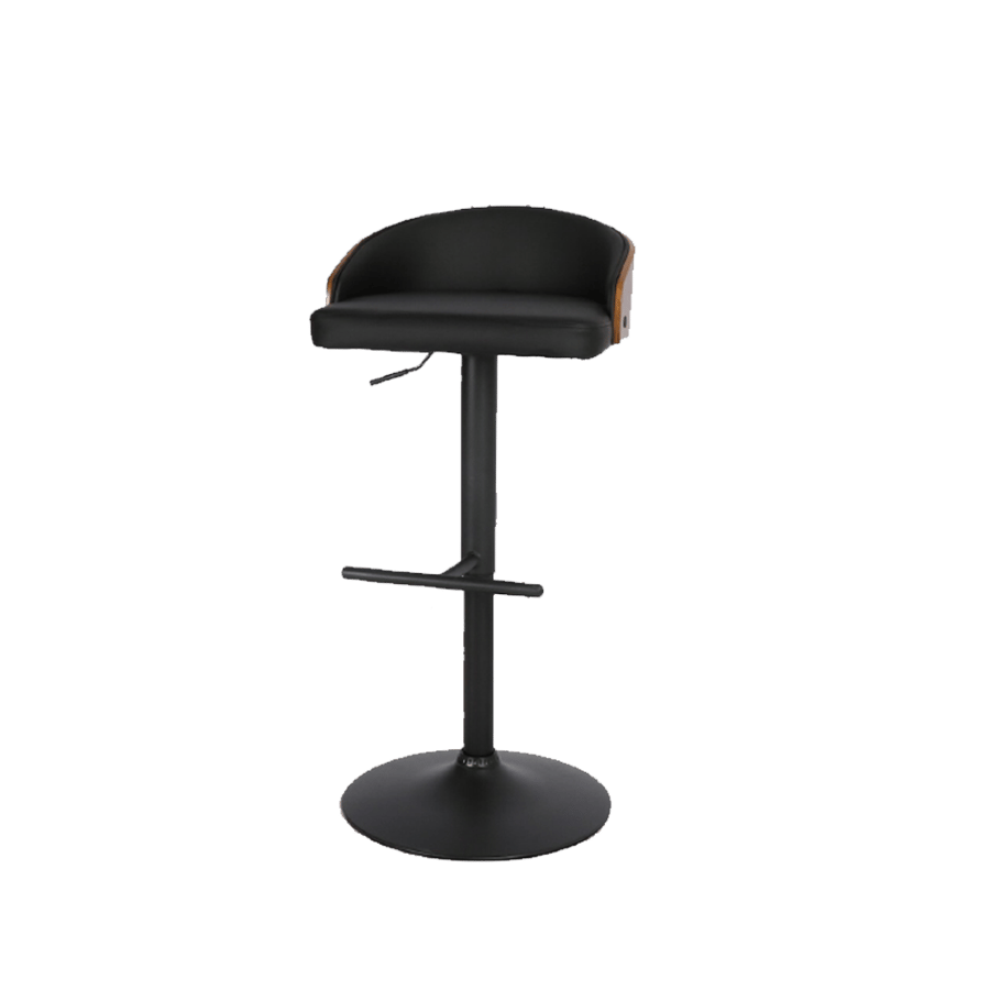 Black leather bar stool