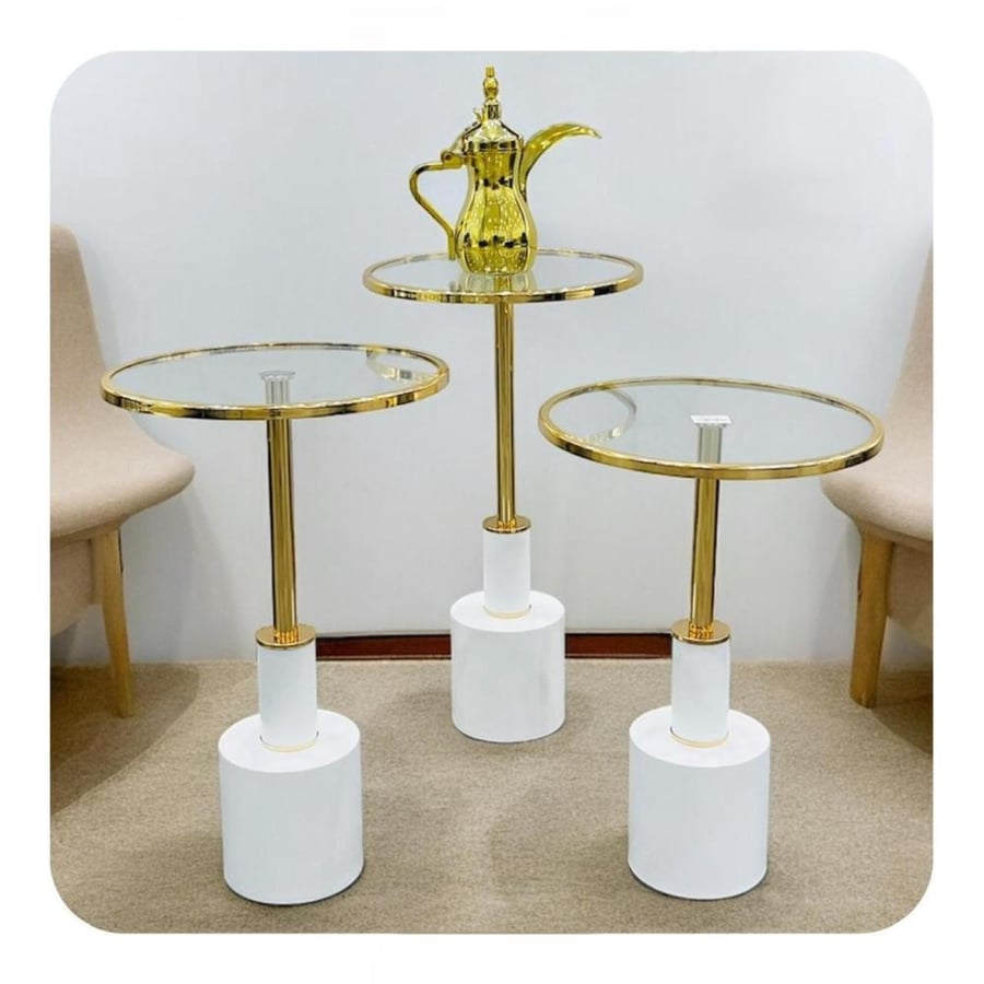 Set of 3 glass serving tables