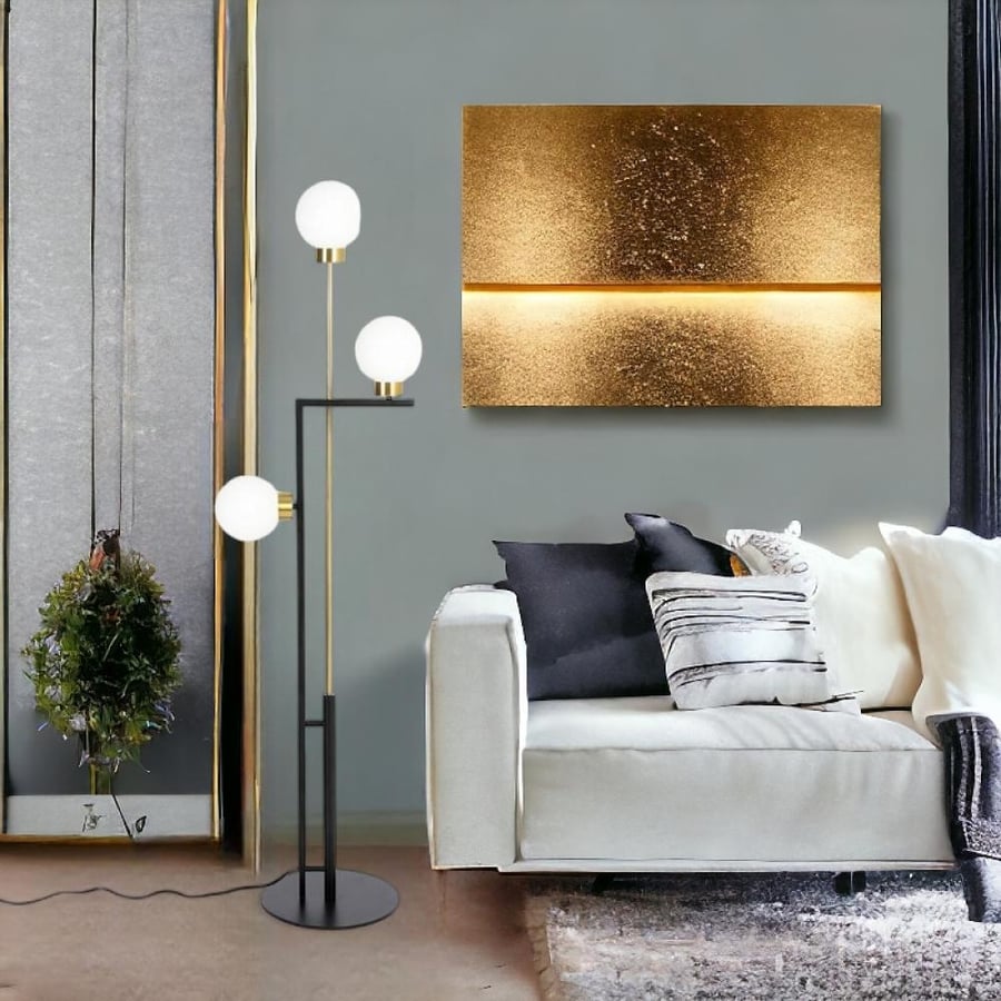 Black and gold metal floor lamp