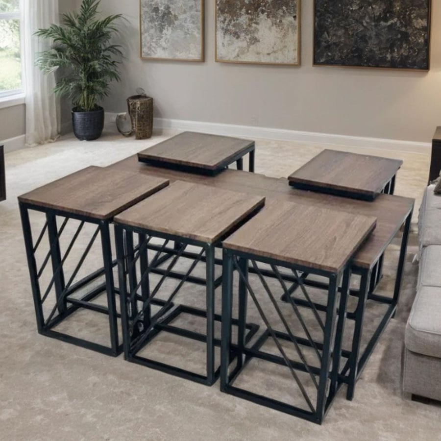 Set of 7 wooden tea tables