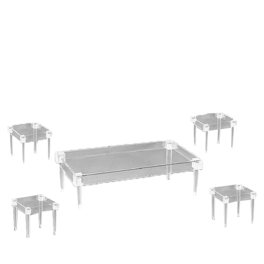 Set of 5 acrylic coffee tables