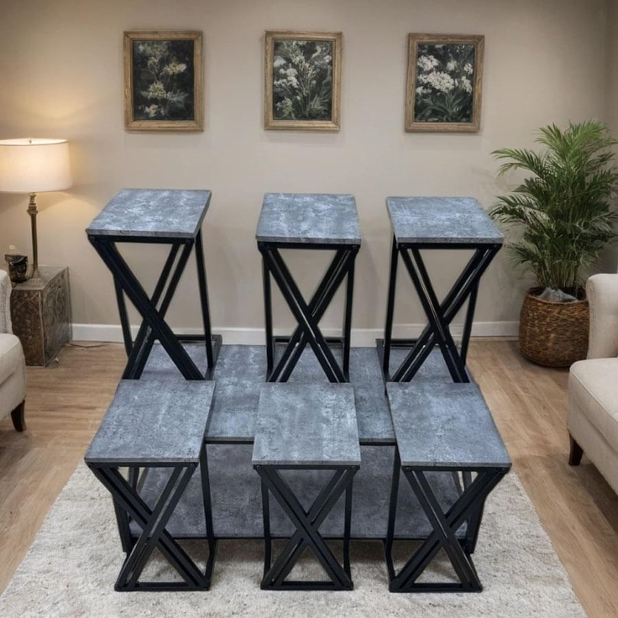 Set of 7 wooden tea tables