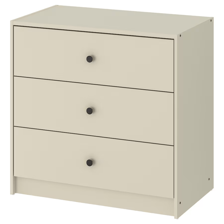Wooden drawer cabinet with 6 drawers, 2 pieces, light beige, 138x67 cm
