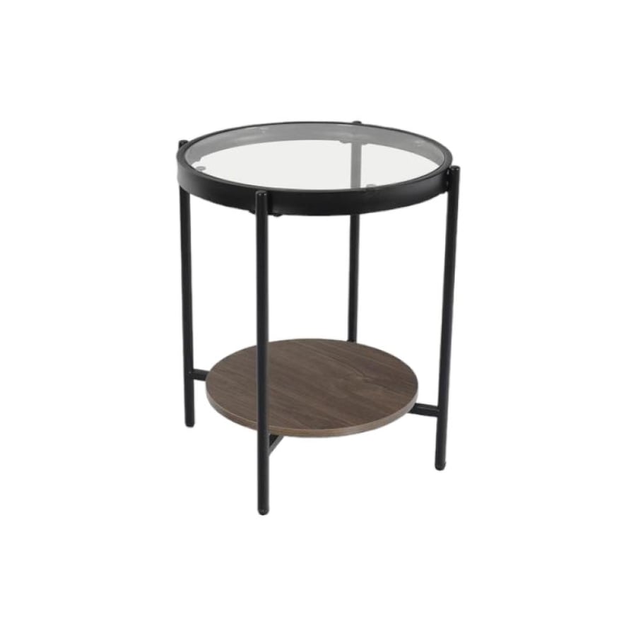 Single serving table glass wood brown 50-50-55 cm